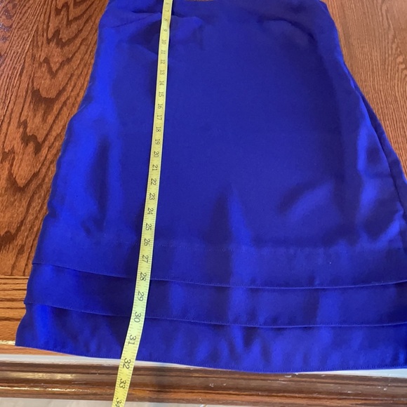 BANANA REPUBLIC TANK DRESS. Petite 4. Tiered hemline, square neck, purple w/blk - Picture 9 of 14